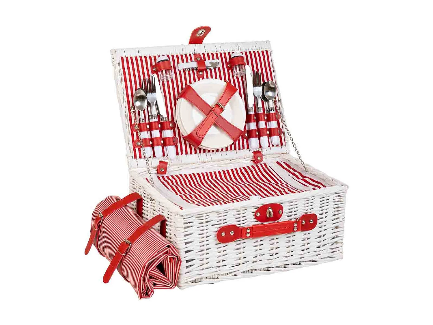 Cesta de picnic blanca 44x30x20