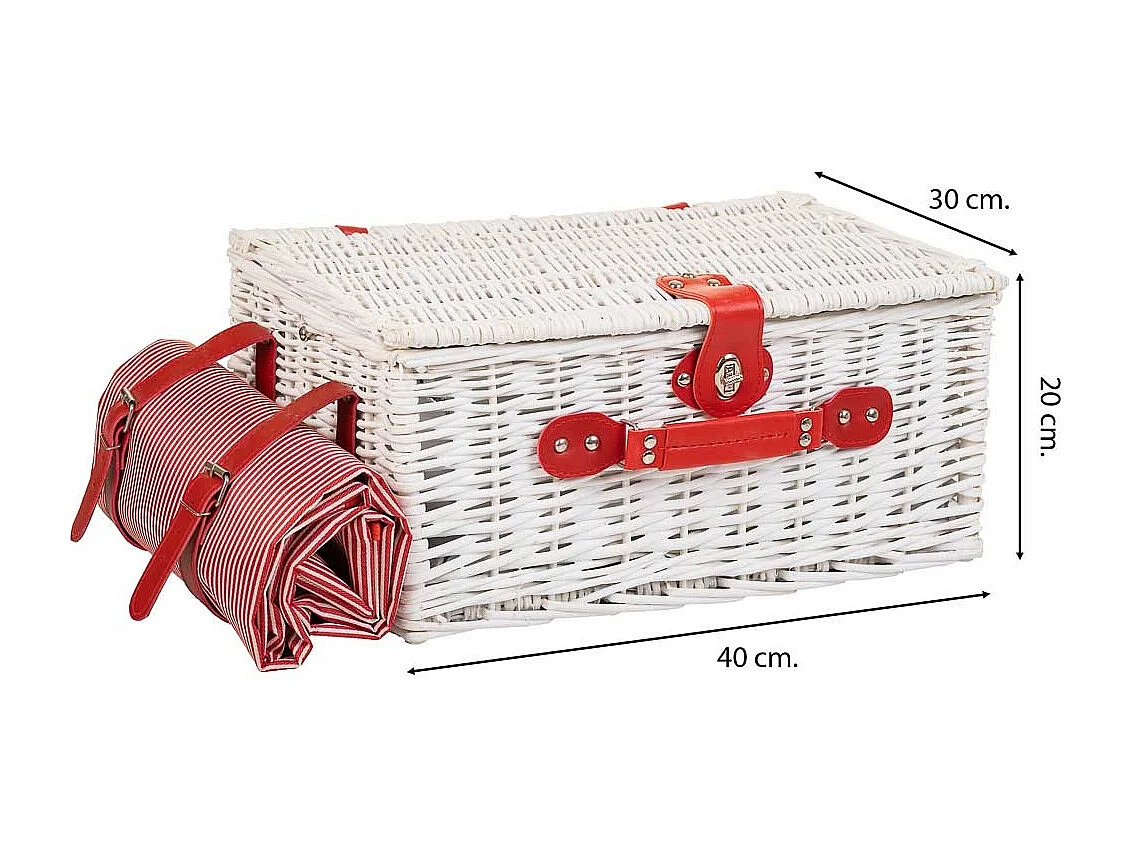 Cesta de picnic blanca 44x30x20