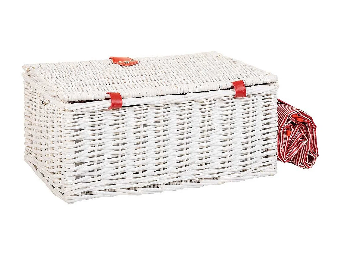 Cesta de picnic blanca 44x30x20