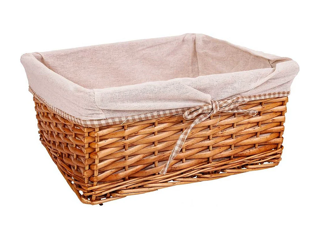 Set mit 3 braun gefütterten Weidenkörben