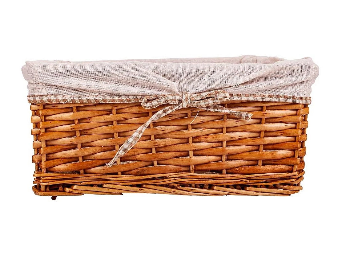 Set mit 3 braun gefütterten Weidenkörben