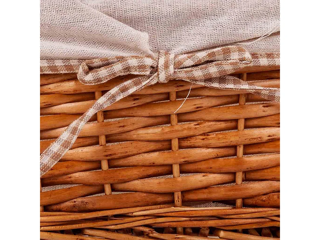 Conjunto de 3 cestos de vime forrados em castanho