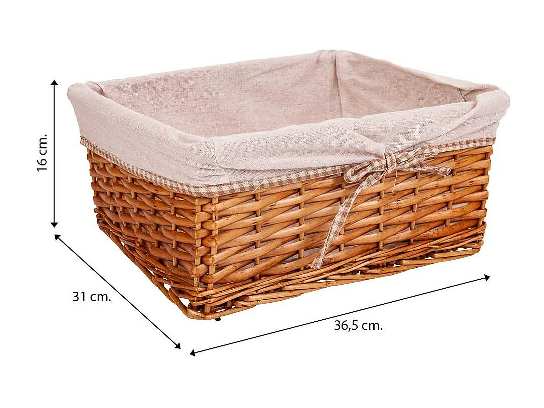 Set mit 3 braun gefütterten Weidenkörben