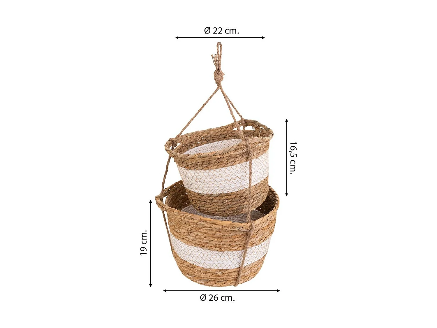 2 cestos colgantes color marrón