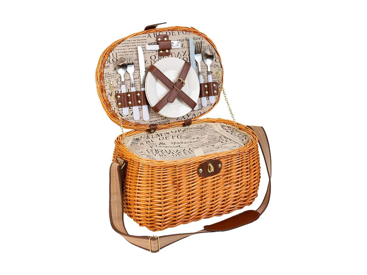 Brauner Picknickkorb 40x28x22h cm