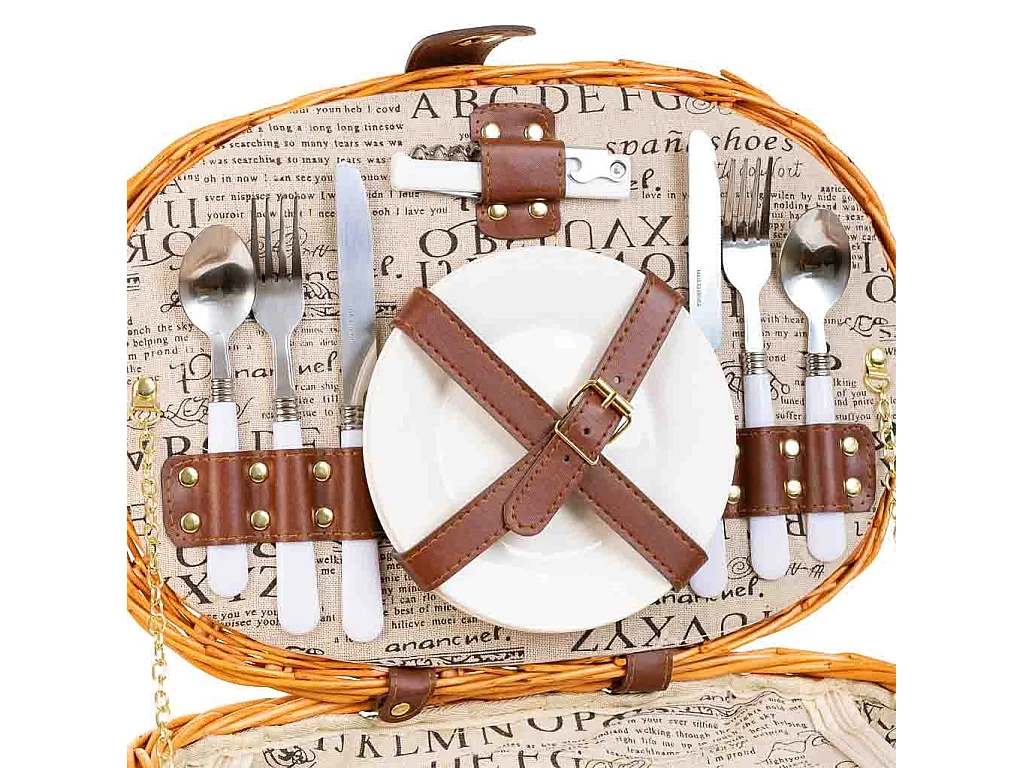 Brauner Picknickkorb 40x28x22h cm