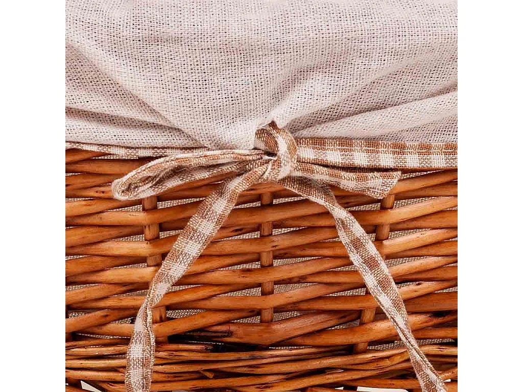 Set mit 3 braun gefütterten Weidenkörben