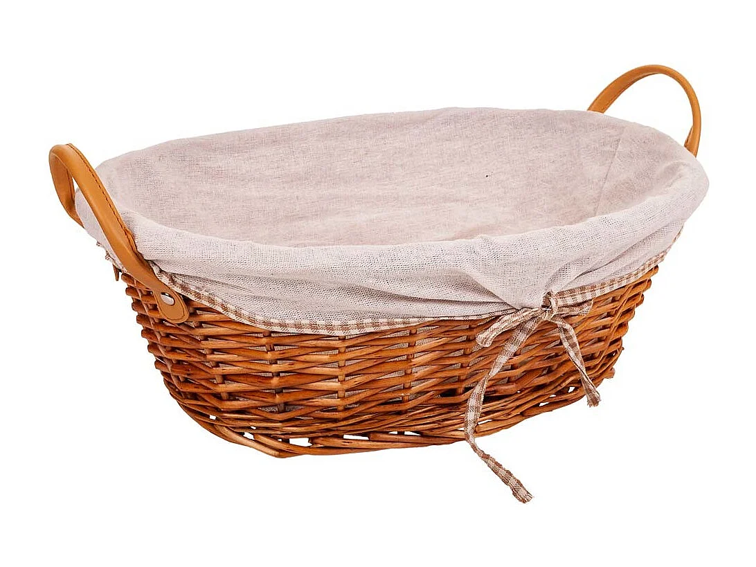 Conjunto de 3 cestos de vime forrados em castanho