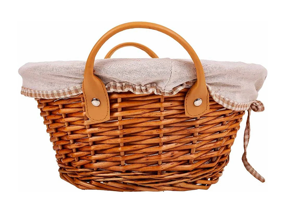 Conjunto de 3 cestos de vime forrados em castanho