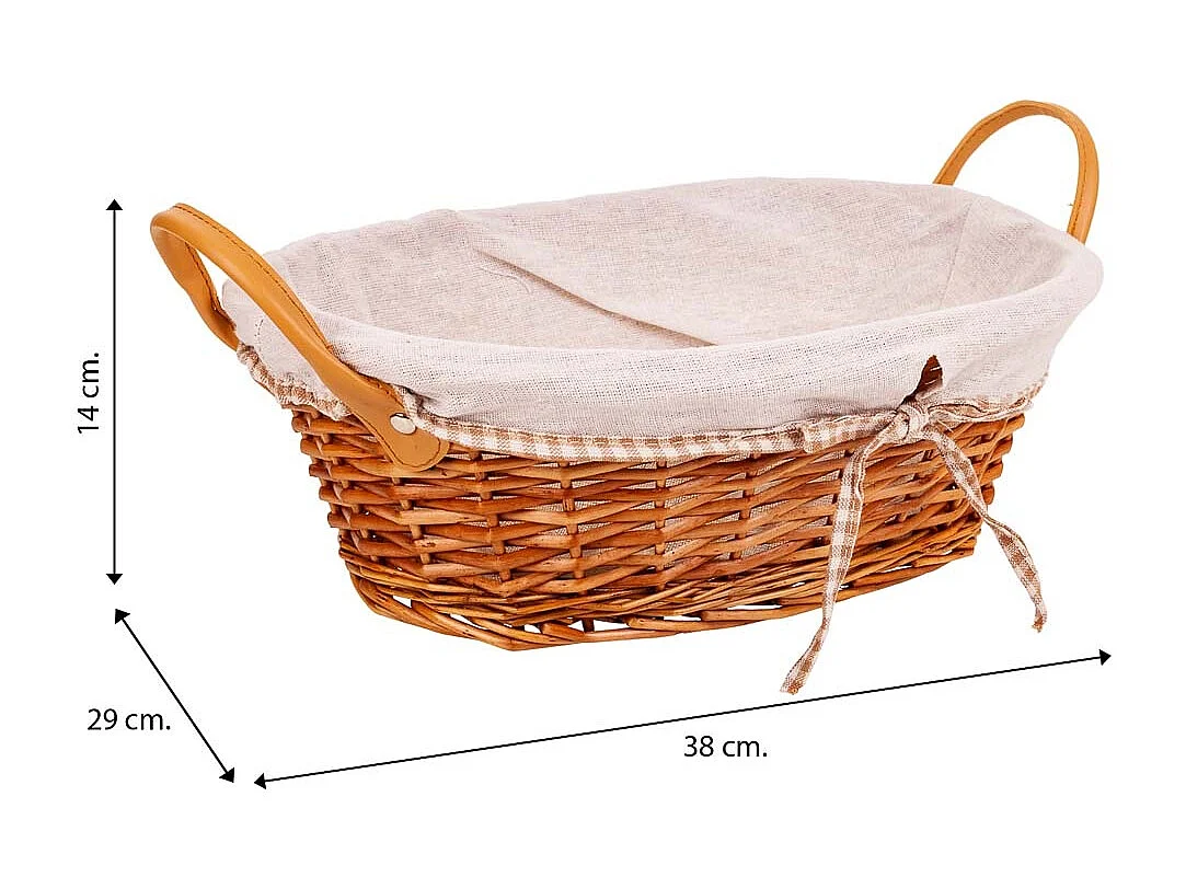 Set de 3 paniers en osier doublés marrons