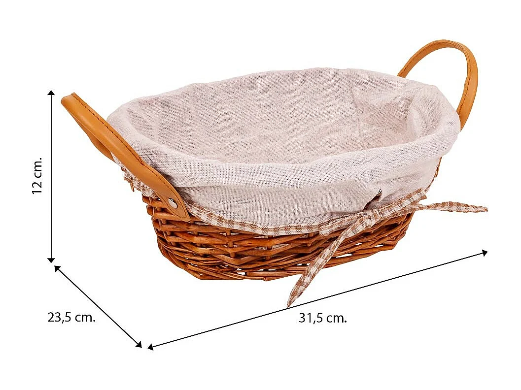 Set de 3 paniers en osier doublés marrons