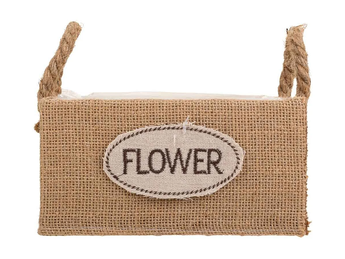 Cestino in filo di tessuto marrone 18x18x9,5h