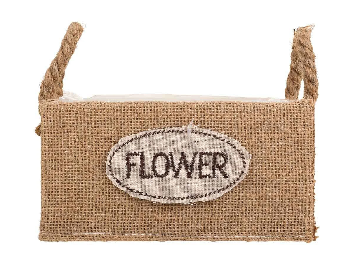 Cesto de fio de tecido marrom 18x18x9,5