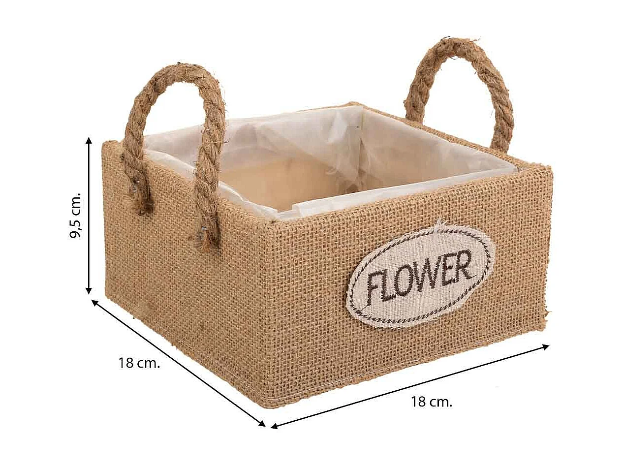 Cesto de fio de tecido marrom 18x18x9,5