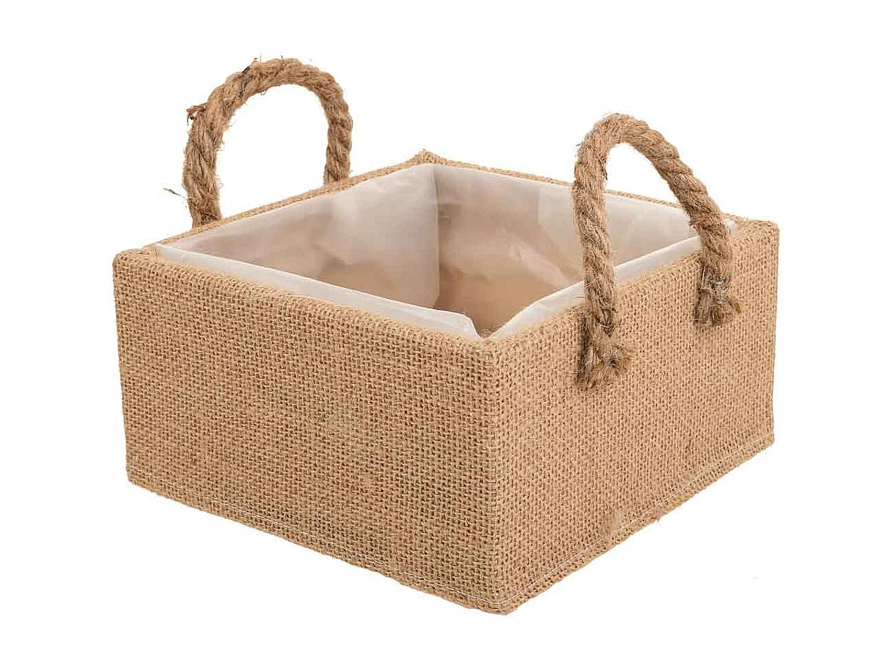 Cesto de fio de tecido marrom 18x18x9,5