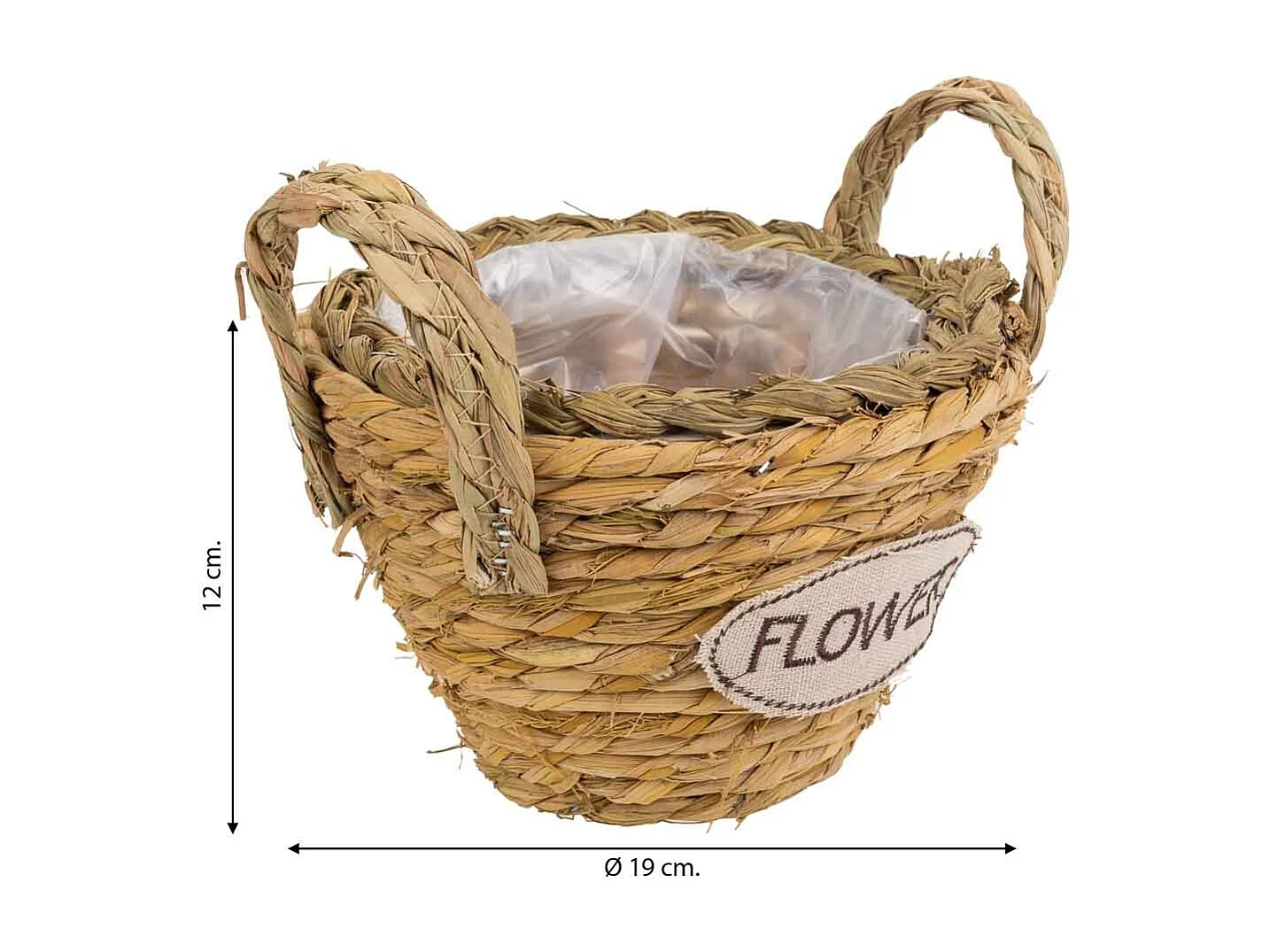 BraunerKorb aus geflochtenem Seil, D19x12h cm