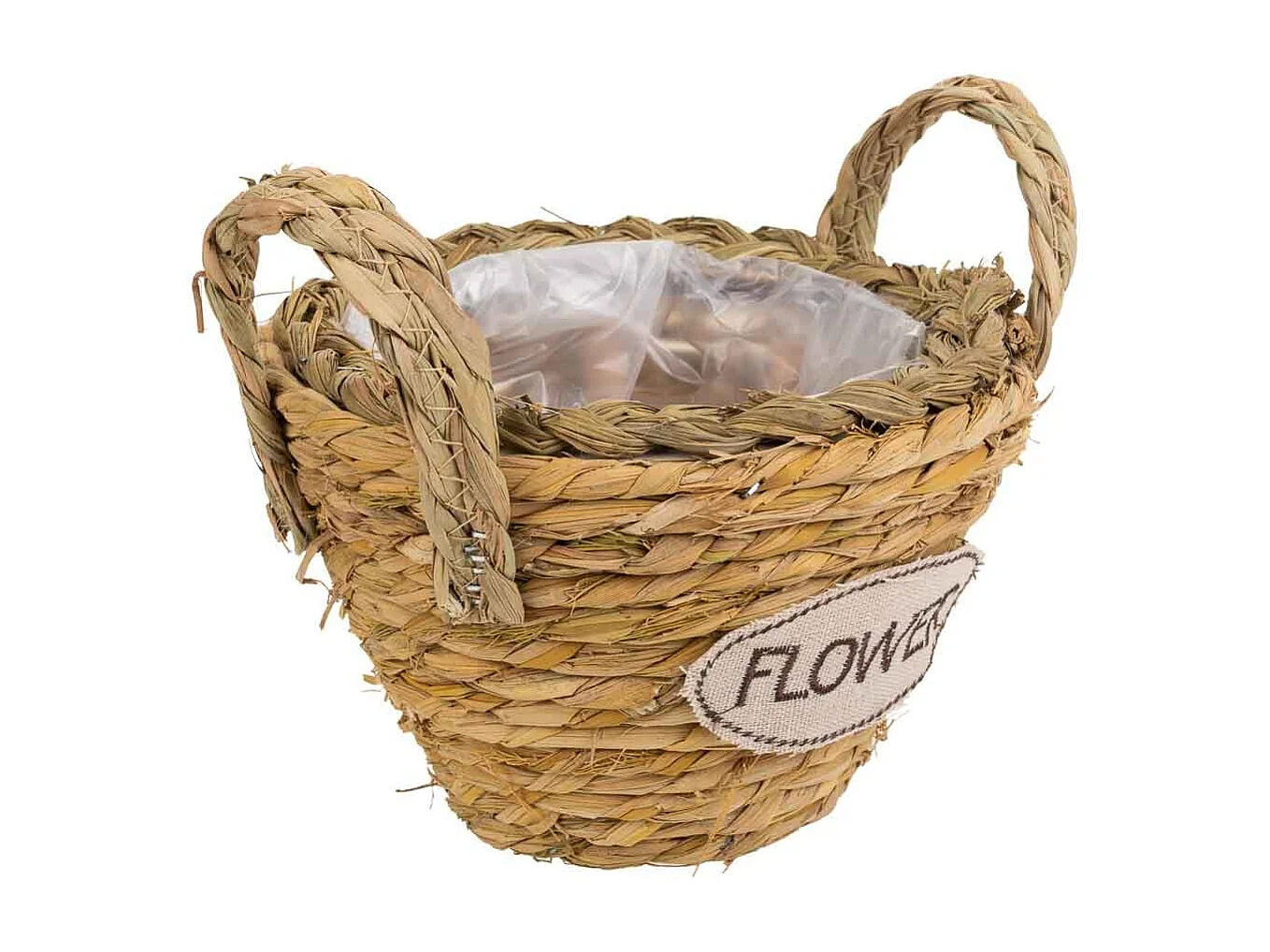 Cesto de cuerda trenzada marrón d19x12