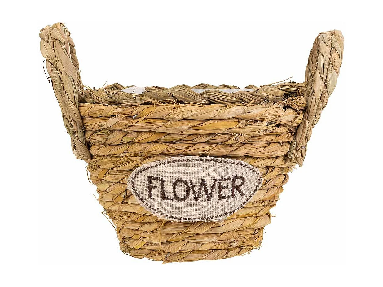 Cesto de cuerda trenzada marrón d19x12