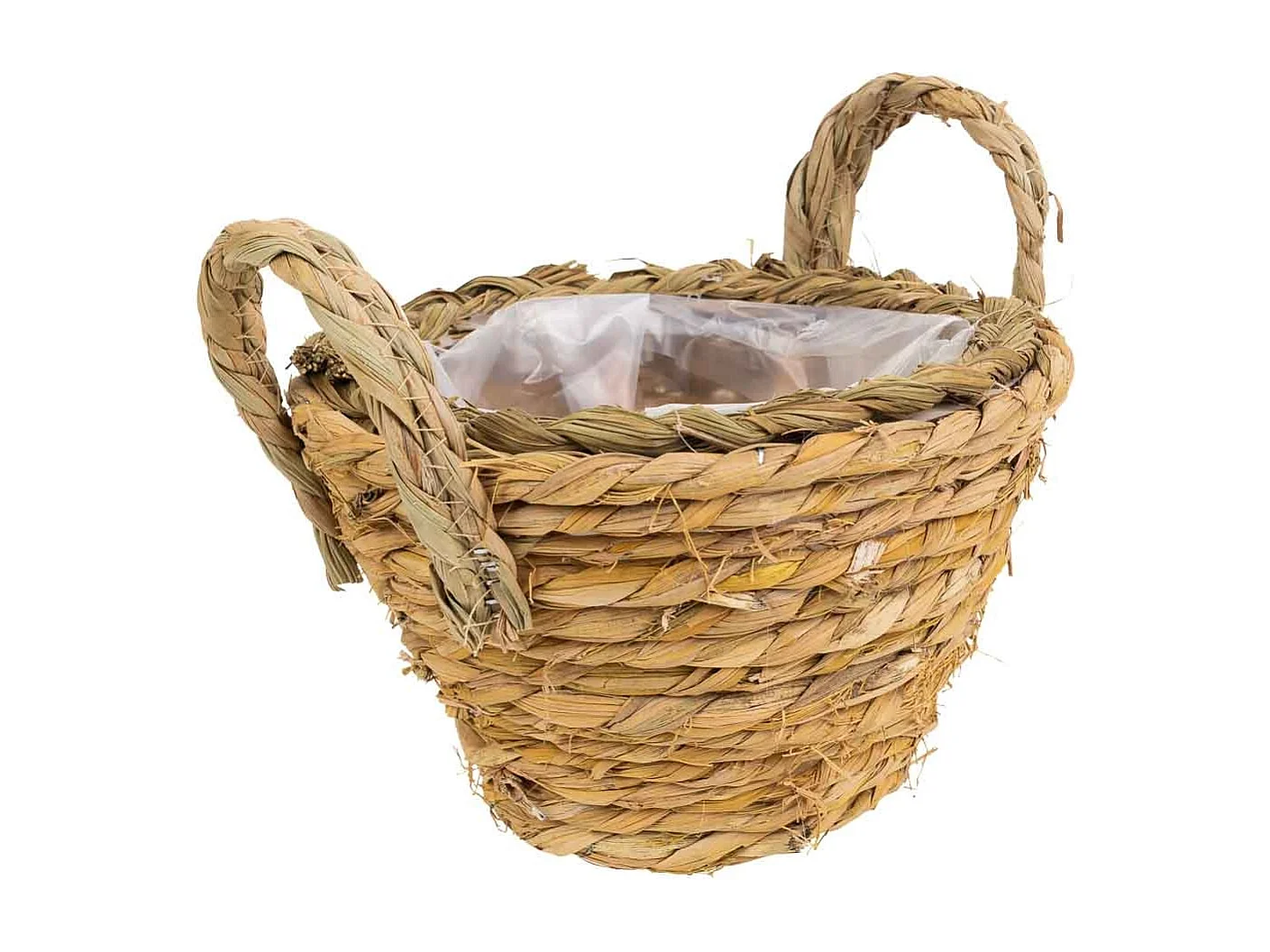 Cesto in corda intrecciata marrone d19x12h