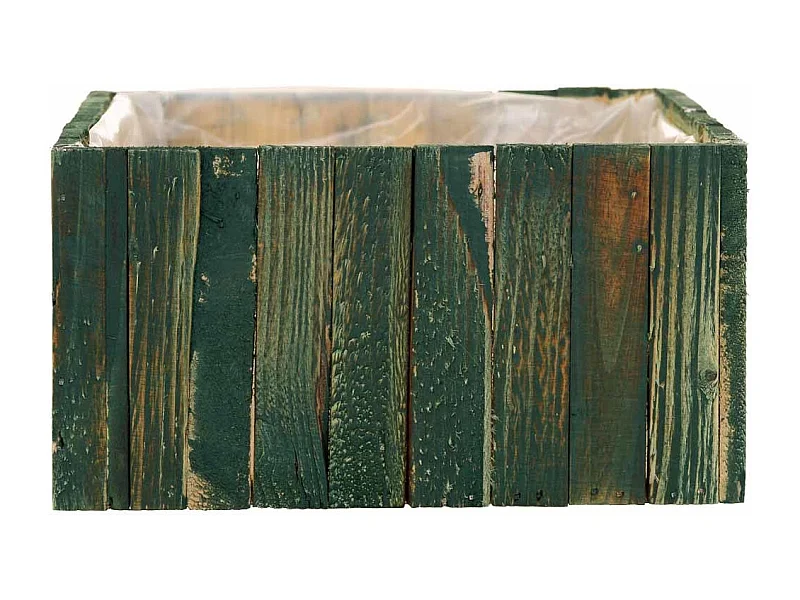 Set mit 2 grünen quadratischen Holzkörben