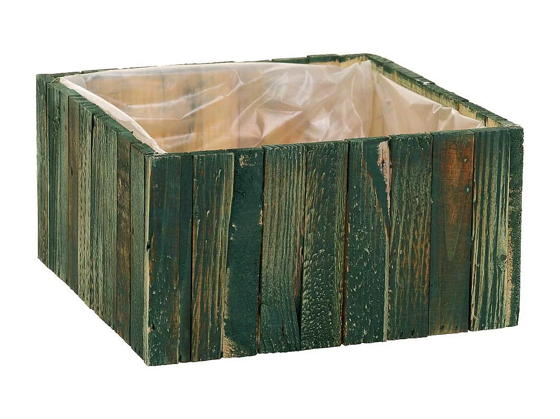 Set mit 2 grünen quadratischen Holzkörben