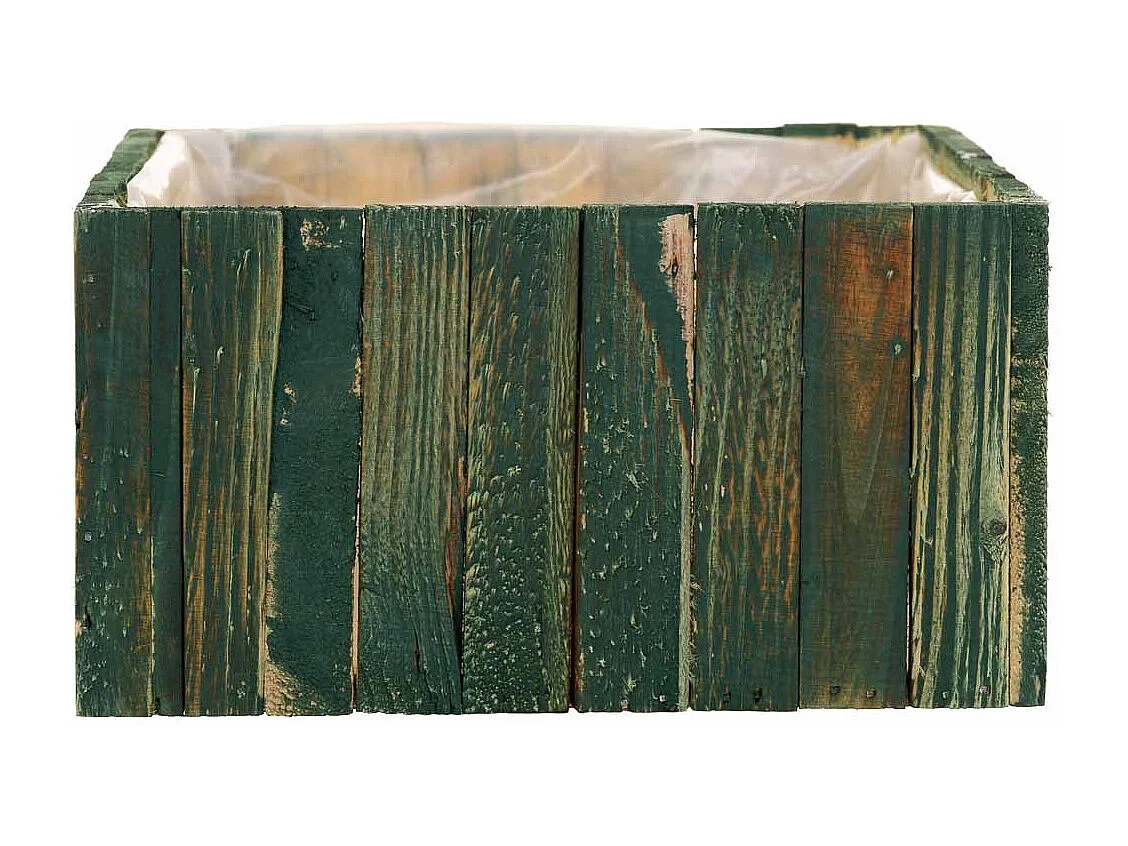 Set mit 2 grünen quadratischen Holzkörben