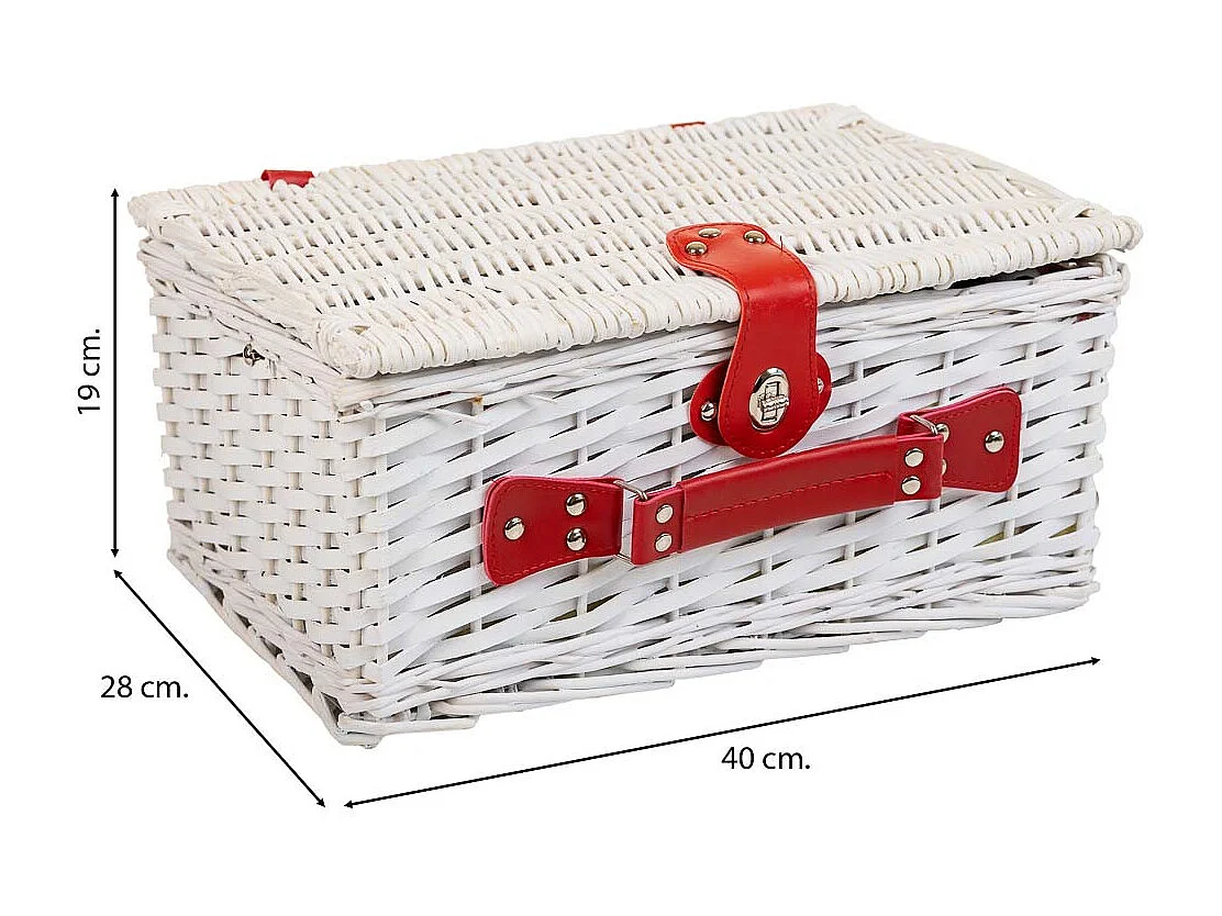 Weißer Picknickkorb 40x28x19h cm
