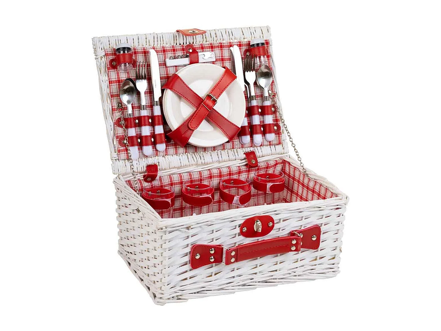 Weißer Picknickkorb 40x28x19h cm