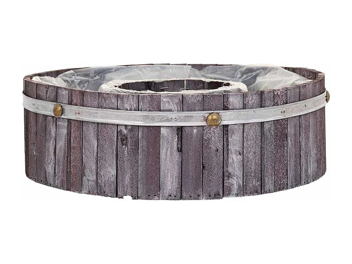 Cestino tondo in legno grigio 36x36x11h