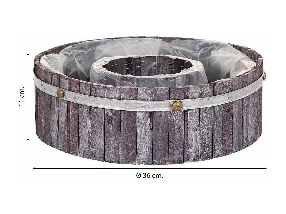 Panier rond en bois gris 36x36x11h