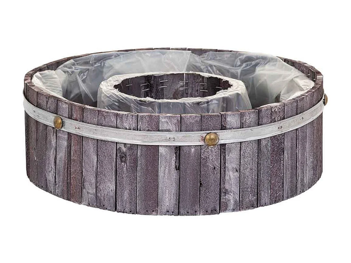 Runder grauer Holzkorb 36x36x11h cm