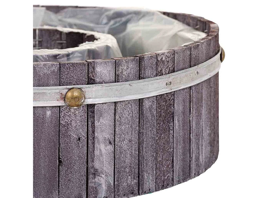 Runder grauer Holzkorb 36x36x11h cm