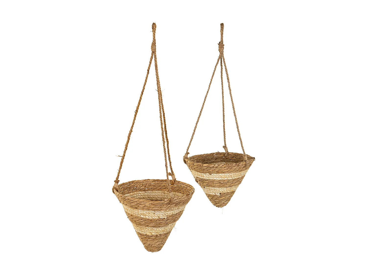 Cestini pensili in fibra naturale marrone d26x25h-d22x18h