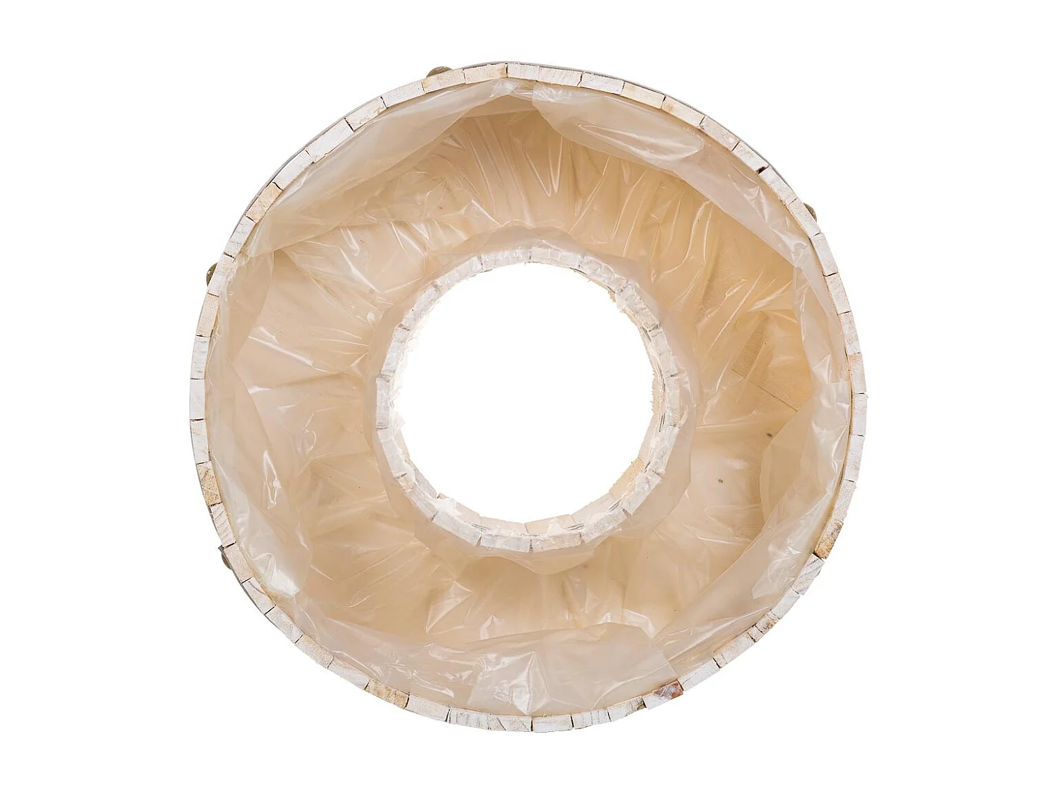 Cesto redondo de madeira marrom 40x40x12