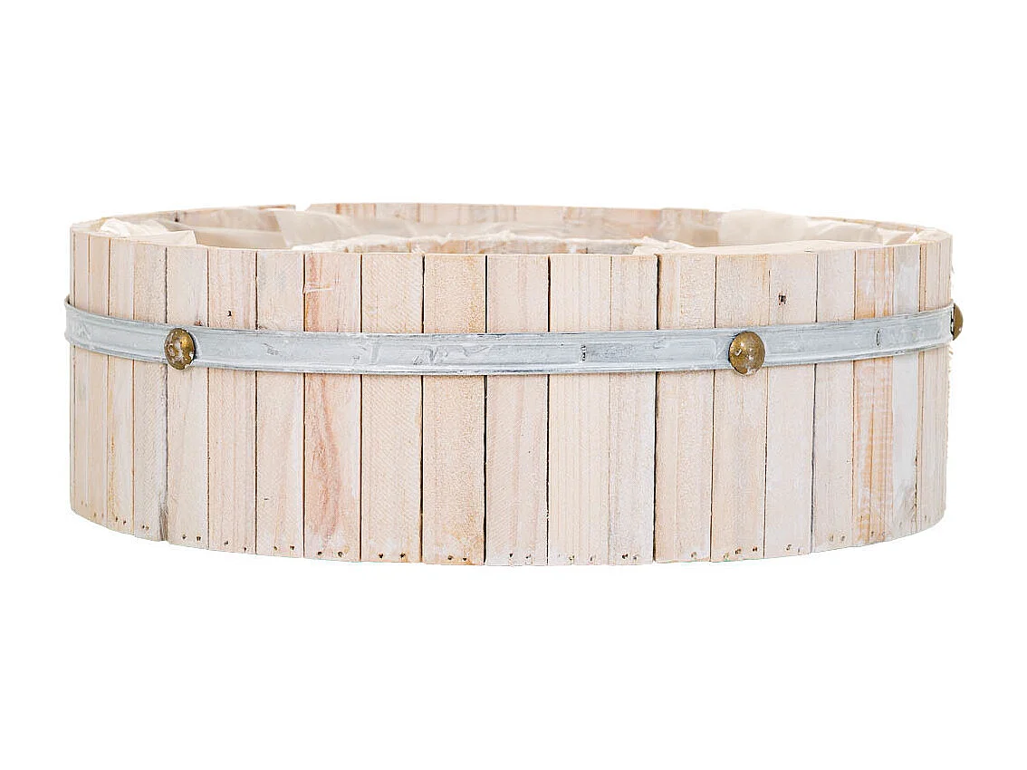 Cesto redondo de madera marrón 40x40x12