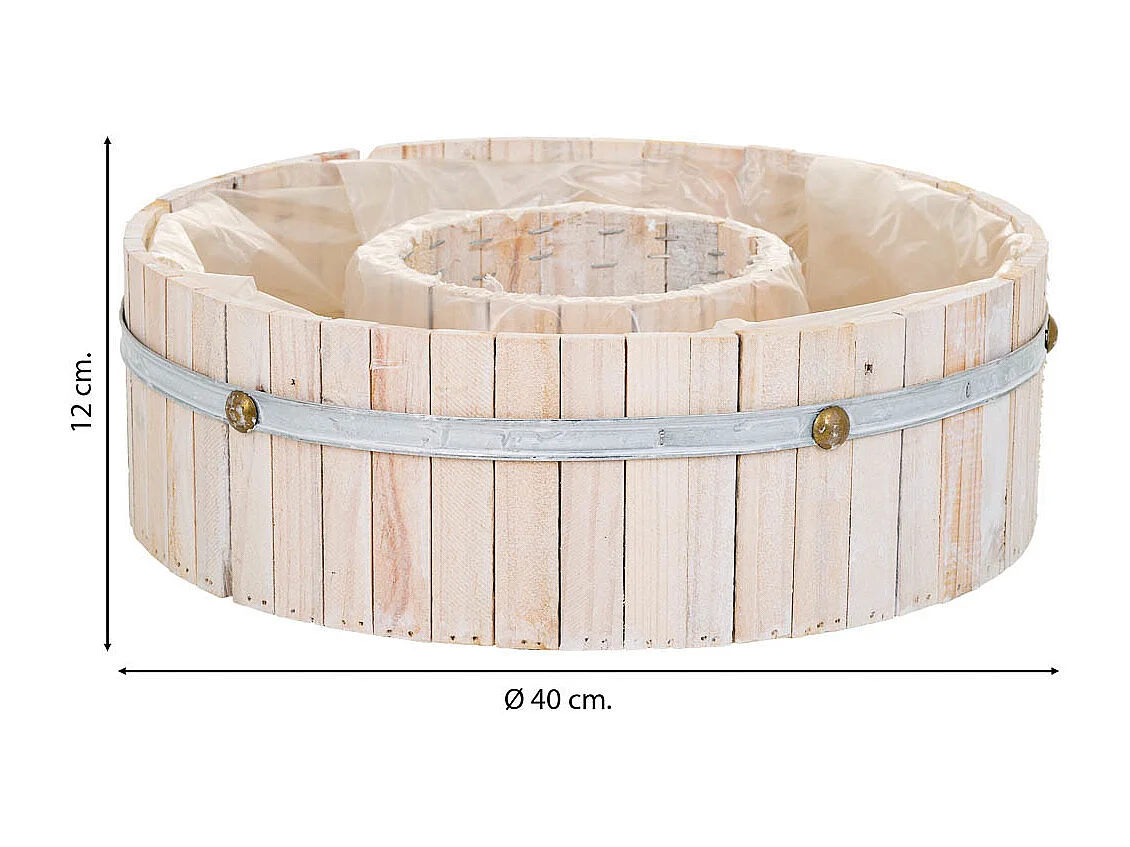 Cesto redondo de madera marrón 40x40x12