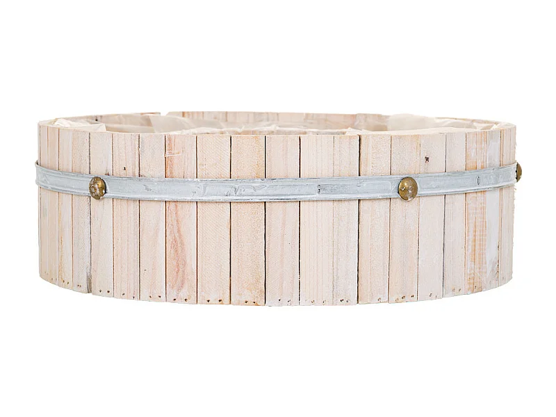 Cesto redondo de madera marrón 40x40x12