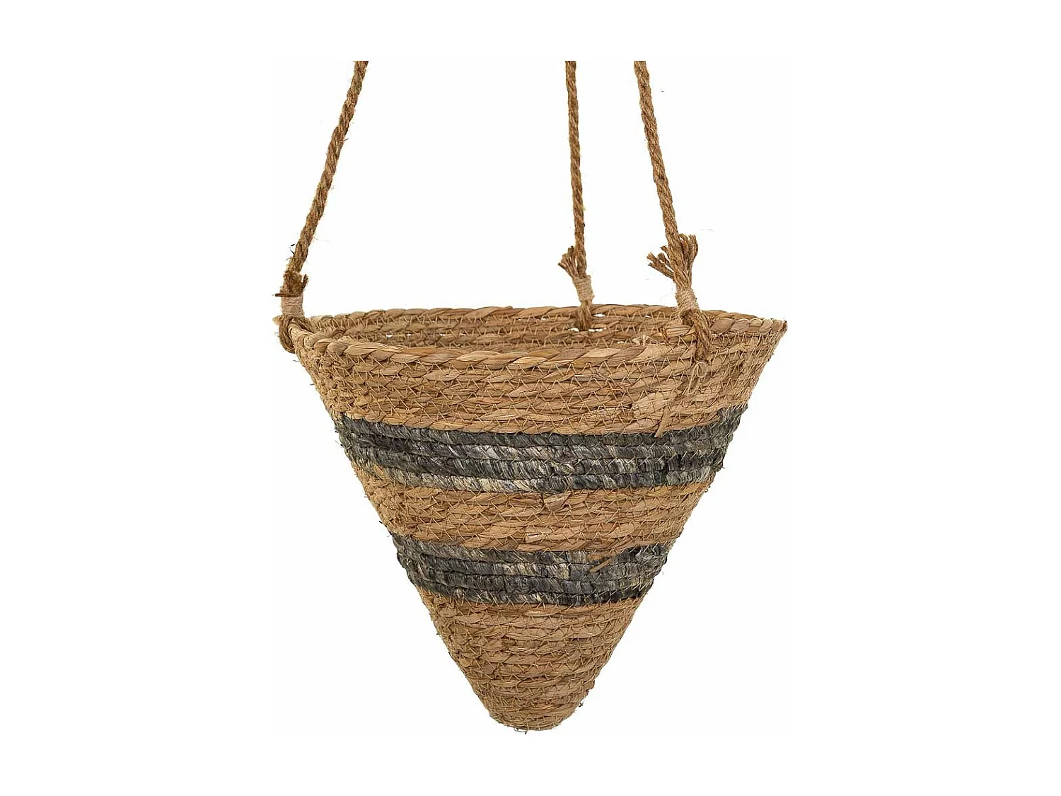 Cestos colgantesde fibra natural marrones d26x25h-d22x18