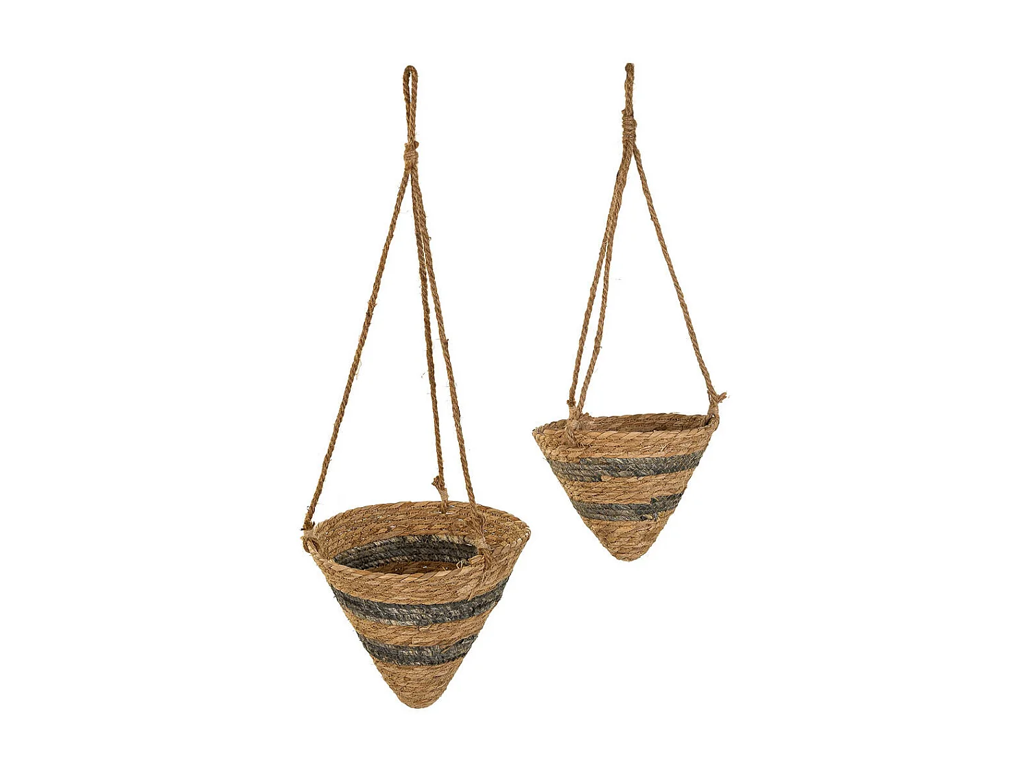 Cestini pensili in fibra naturale marrone d26x25h-d22x18h