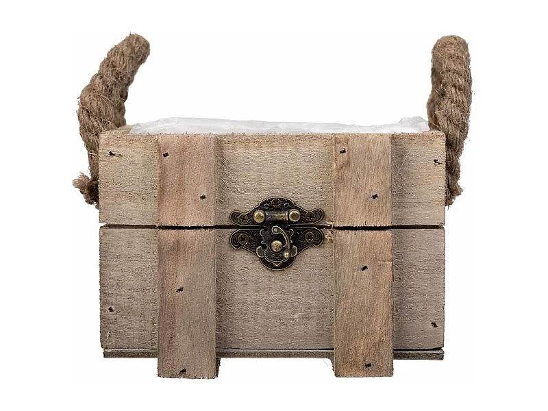 Cesto de madera con asas marrón 14x14x9,5