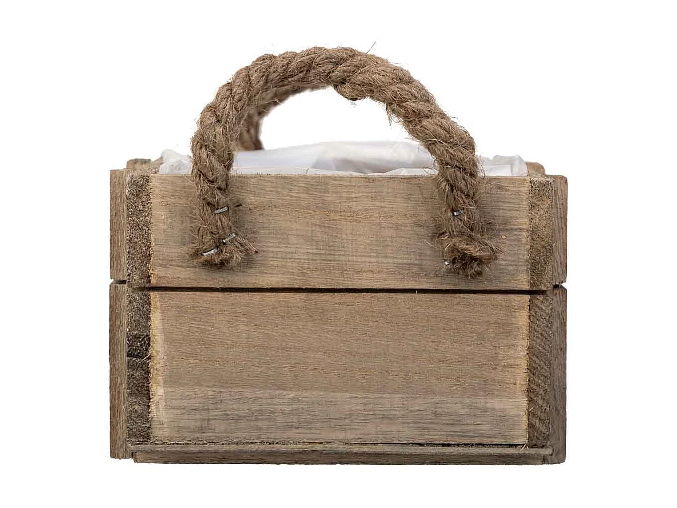 Cesto de madera con asas marrón 14x14x9,5