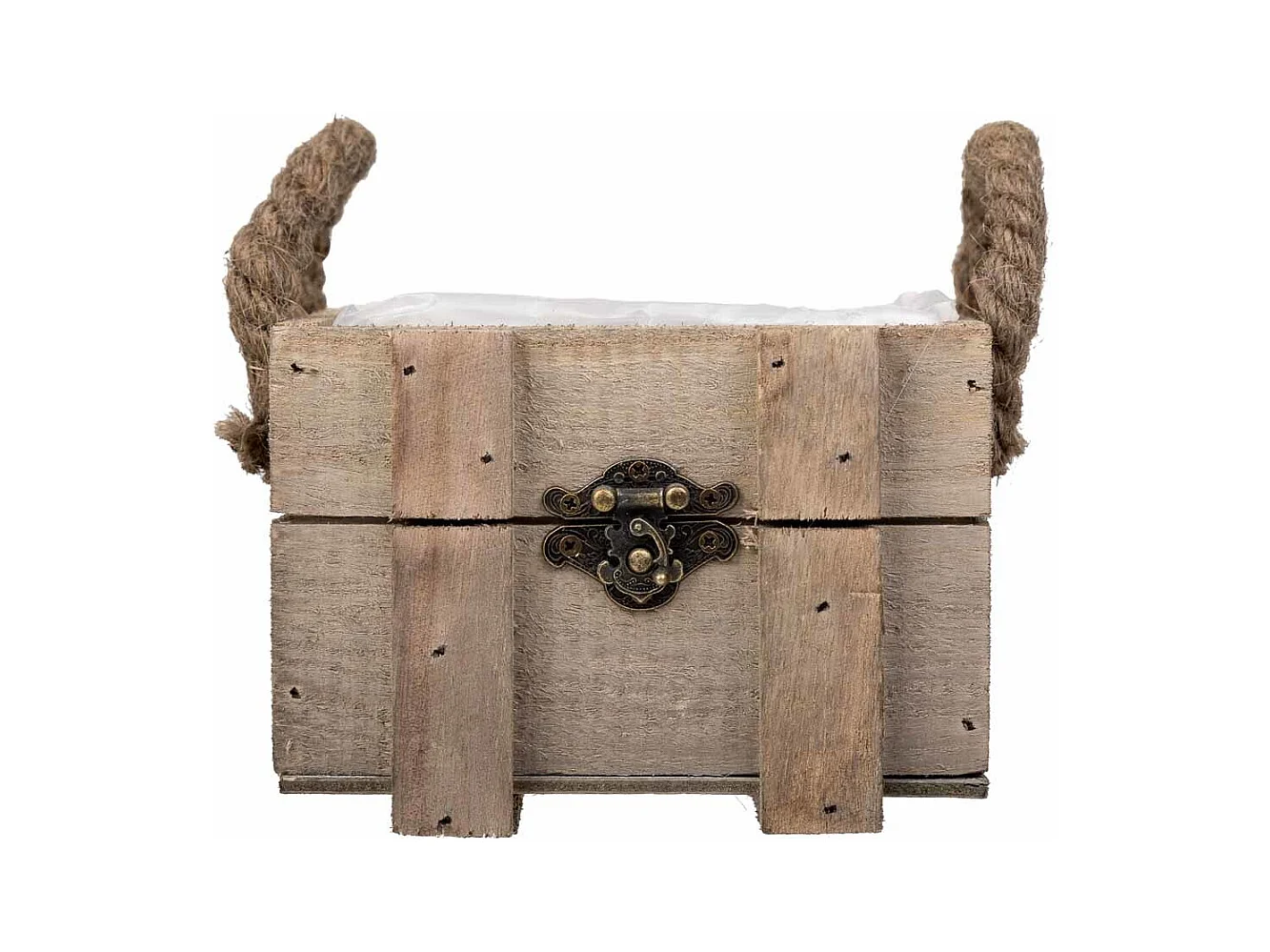 Panier en bois avec poignées marron 14x14x9,5h