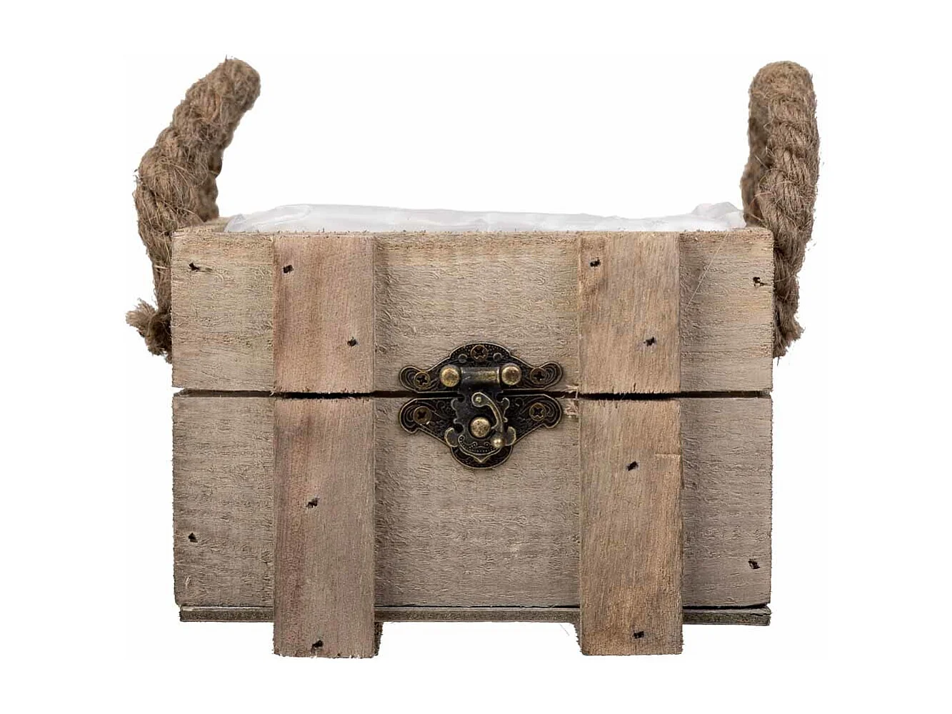 Cesto in legno con manici marroni 14x14x9,5h