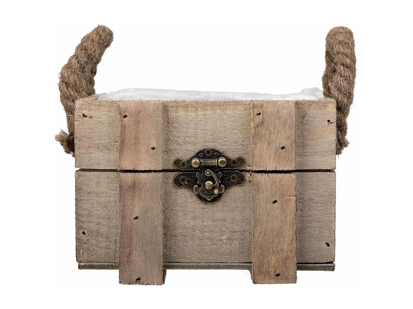 Cesto in legno con manici marroni 14x14x9,5h