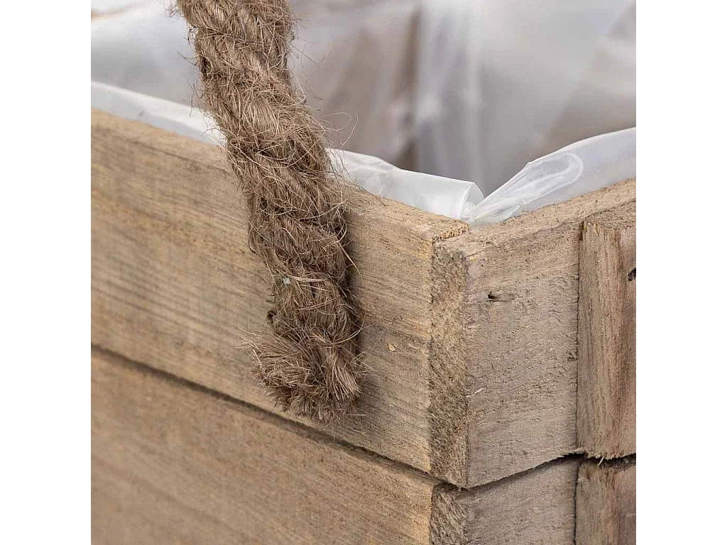 Cesto in legno con manici marroni 14x14x9,5h