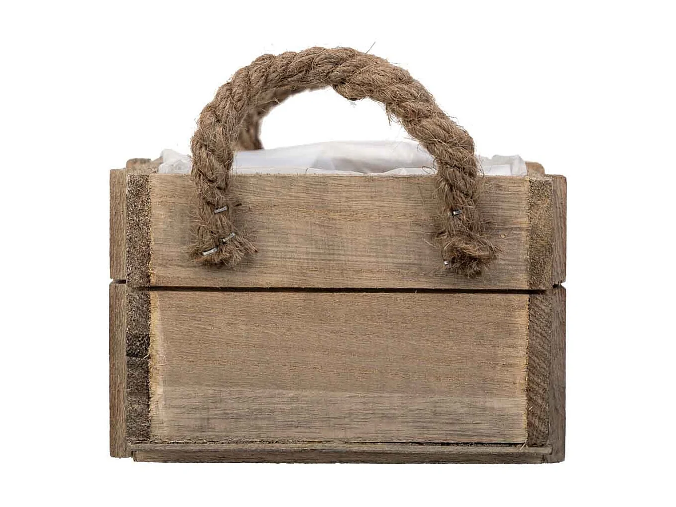 Cesto de madeira com pegas castanho 14x14x9,5