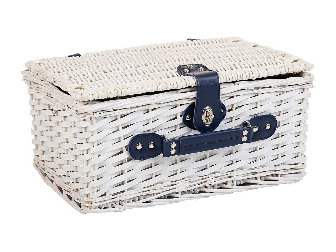 Picknickkorb weiß und blau 40x28x19