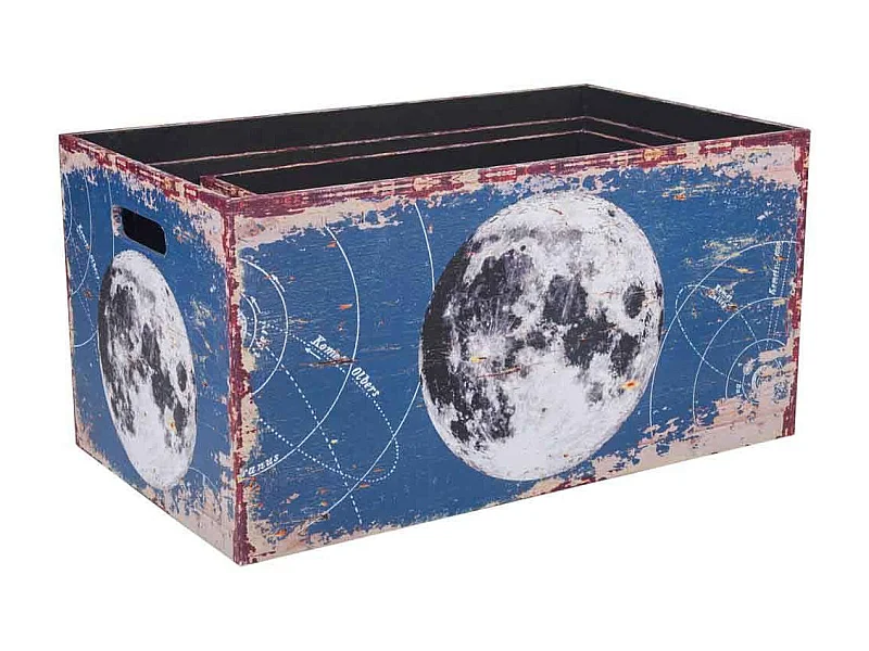 Set di 3 cestini in legno e tela