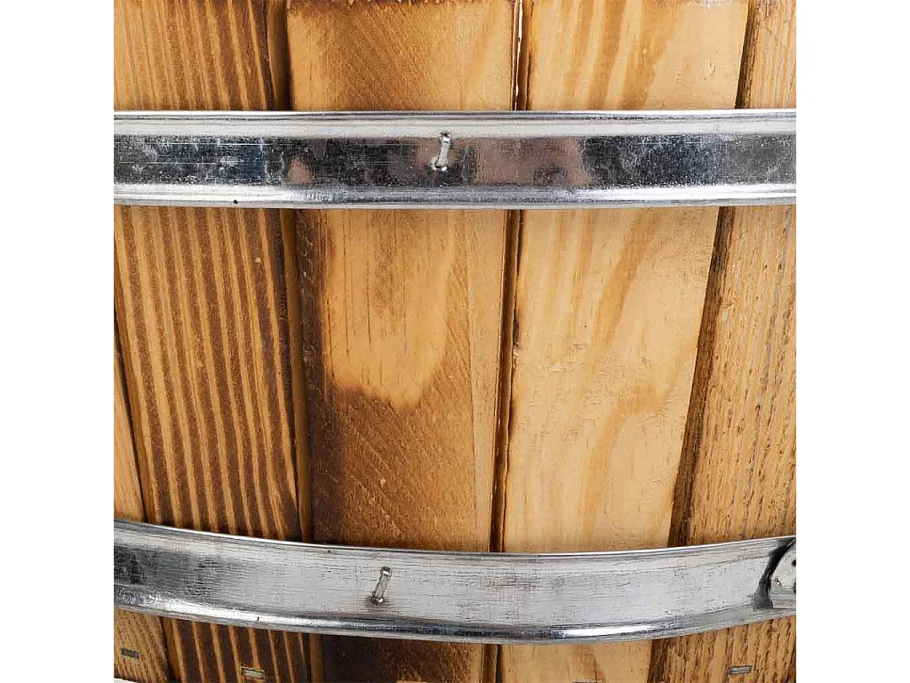 Cesto de madeira e corda marrom d22x12