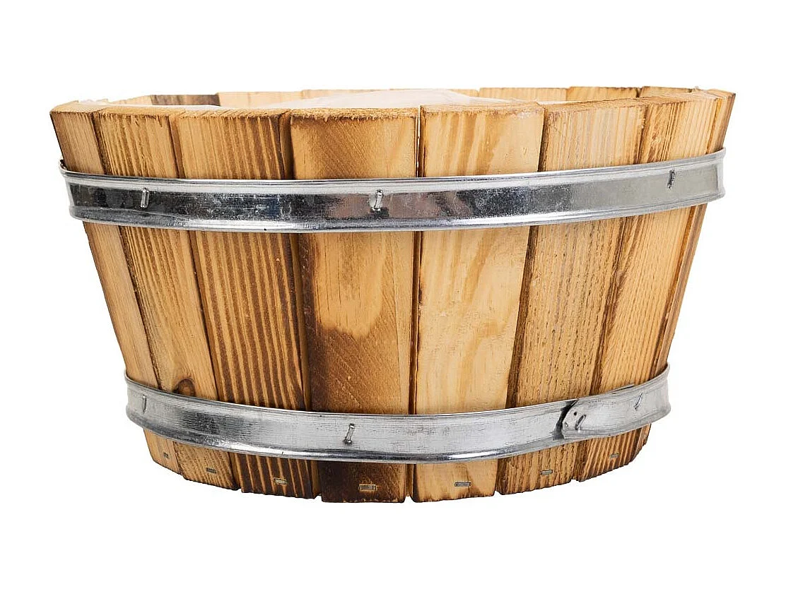 Cesto in legno e corda marrone d22x12h